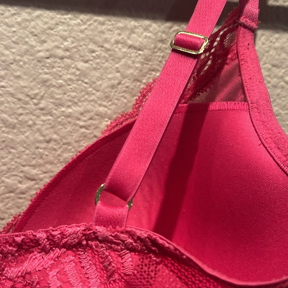 Natori Feathers Contour Bra 32DDD Fuchsia Pink Underwire - Picture 7 of 11